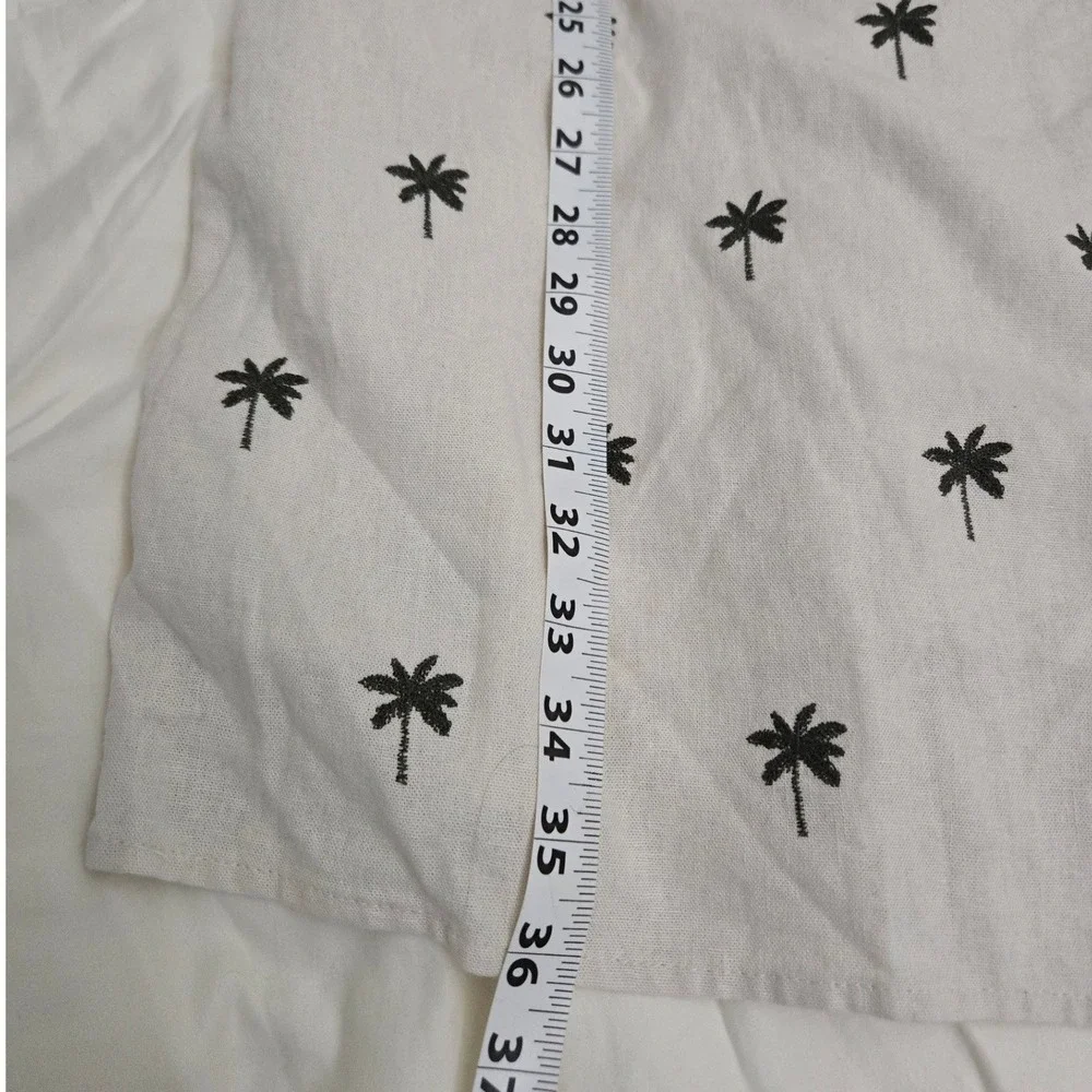 Cynthia Rowley Palm Tree Embroidered Linen Blend Dress Womens Medium Cream NEW - Picture 8 of 11